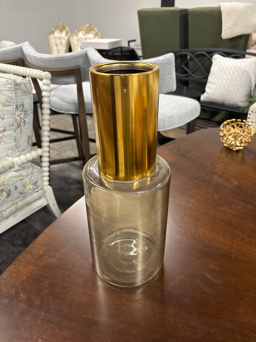 Glass vase with Gold Top