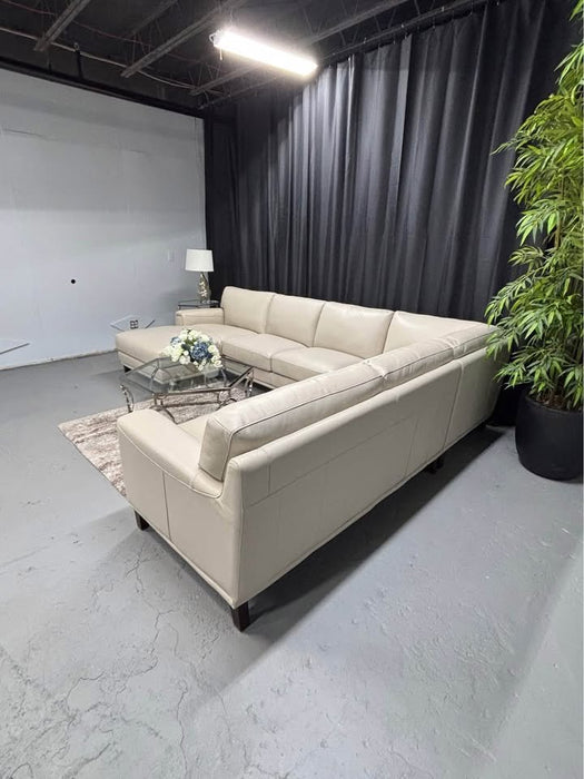 Hayward Leather Sectional (LAF Chaise in Vanilla) - Abundant Home Collections