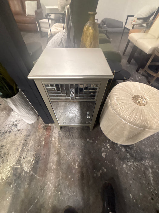 Silver Glass Rolling Nightstand