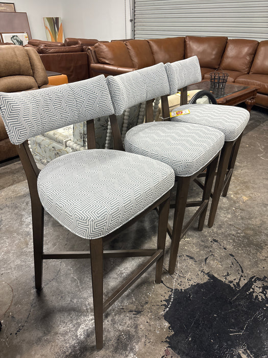 Blue and Wooden Bar Height Stools (3x)