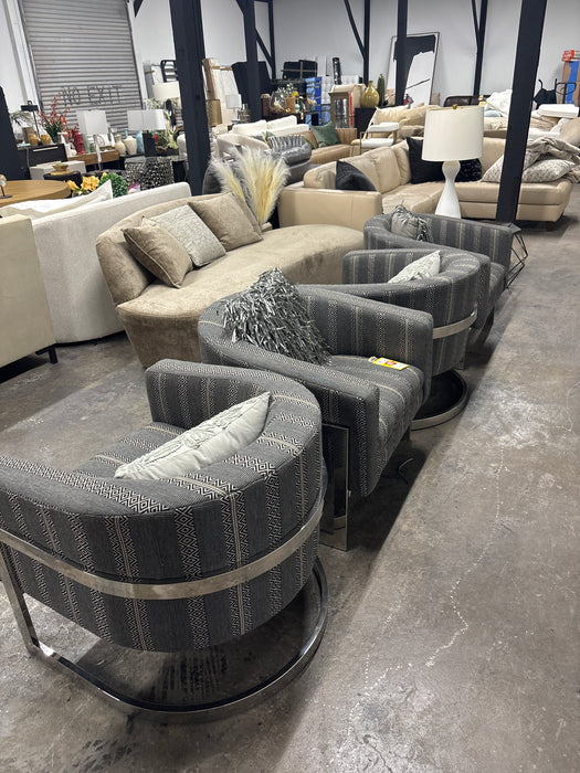 Bernhardt Gray Fabric & Chrome Chairs (4x)