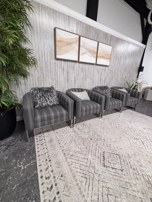 Bernhardt Gray Fabric & Chrome Chairs (4x)
