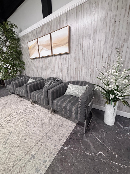 Bernhardt Gray Fabric & Chrome Chairs (4x)
