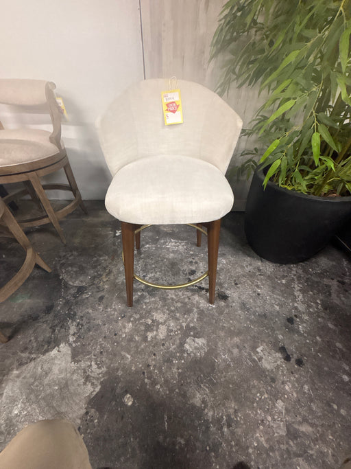 White Brown and Gold Swivel Bar Stool