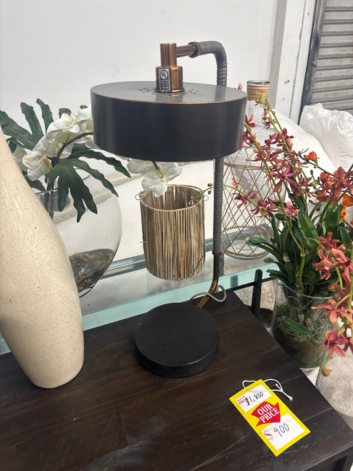Black and copper lamp