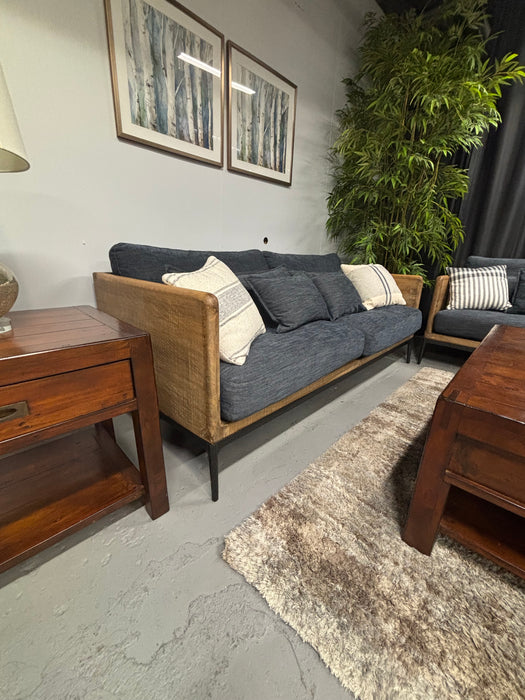 Reclaimed Wood Blue Upholstered Sofas from Zin Home - Abundant Home Collections