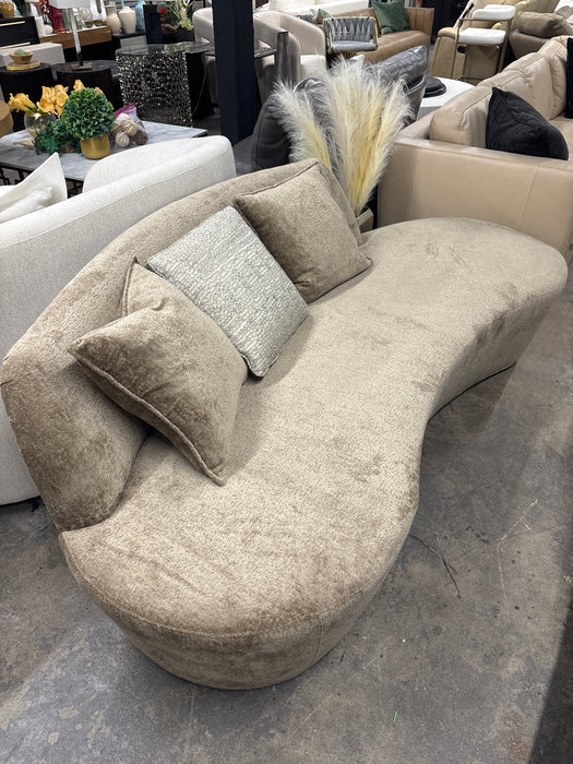 Vanguard Beige Fabric Curved Sofa