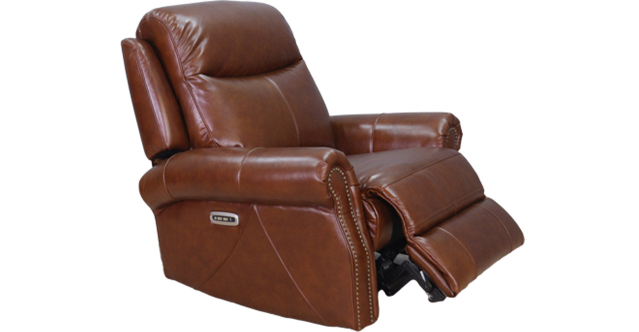Royce Power Headrest Swivel Glider Leather Recliner