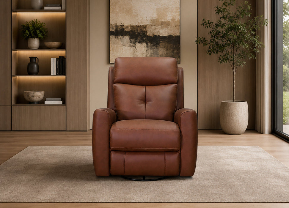 Sterling Power Headrest Swivel Glider Leather Recliner