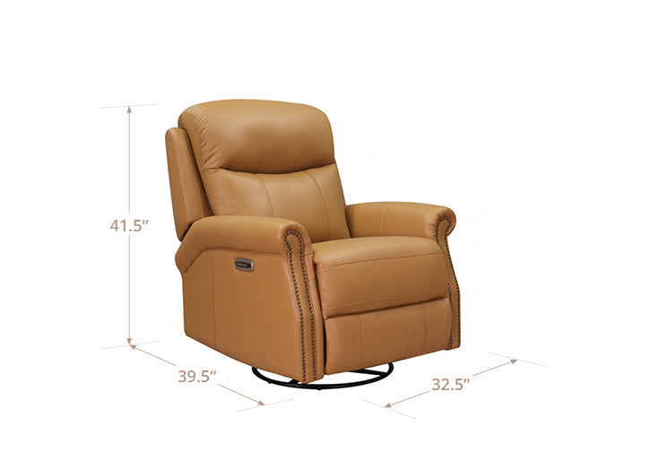 Royce Power Headrest Swivel Glider Leather Recliner