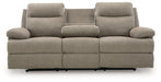 Side-Swipe Reclining Sofa with Drop Down Table - Abundant Home Collections
