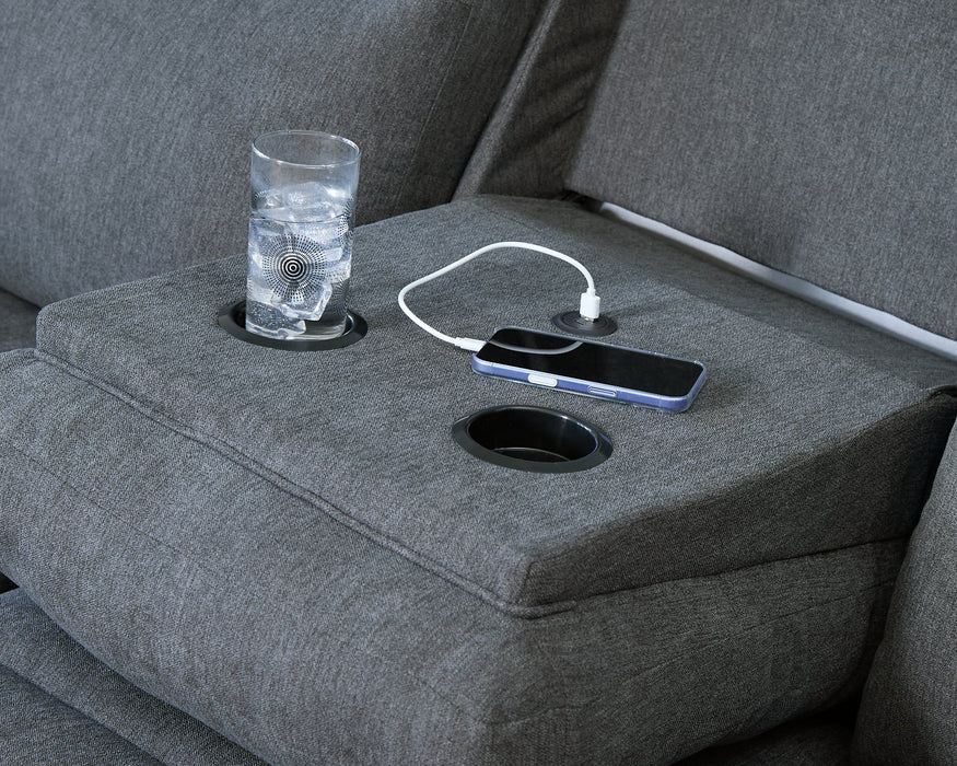Side-Swipe Reclining Sofa with Drop Down Table - Abundant Home Collections
