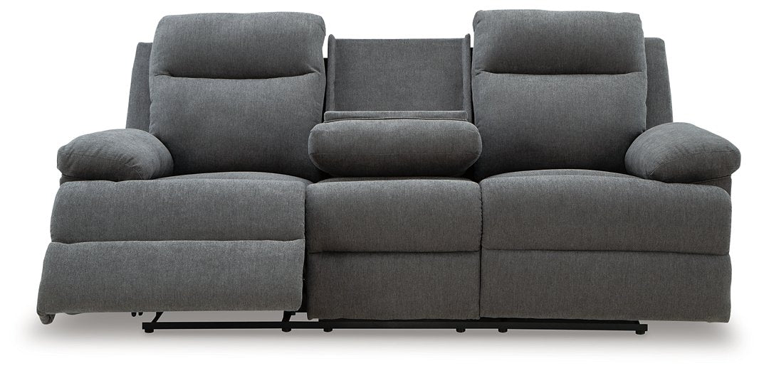 Side-Swipe Reclining Sofa with Drop Down Table - Abundant Home Collections