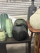 Glass dark green vase set