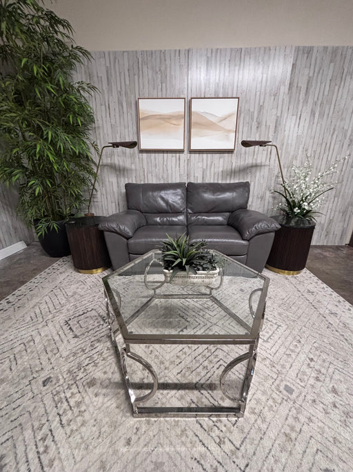 Natuzzi Editions Grey Leather Loveseat