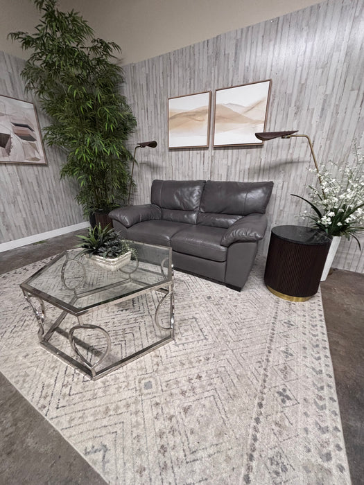 Natuzzi Editions Grey Leather Loveseat