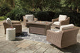 Beachcroft Beachcroft Fire Pit Table with Four Nuvella Swivel Lounge Chairs - Abundant Home Collections