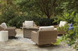 Beachcroft Beachcroft Fire Pit Table with Four Nuvella Swivel Lounge Chairs - Abundant Home Collections