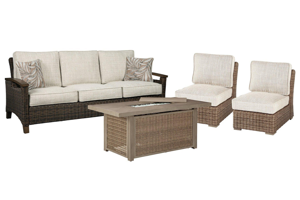 Beachcroft Outdoor Sofa, Lounge Chairs and Fire Pit - Abundant Home Collections