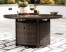 Paradise Trail Paradise Trail Fire Pit Table with 4 Nuvella Swivel Lounge Chairs - Abundant Home Collections