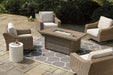 Beachcroft Beachcroft Fire Pit Table with Four Nuvella Swivel Lounge Chairs - Abundant Home Collections