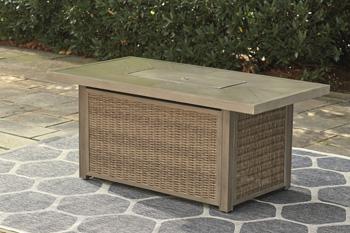 Beachcroft Beachcroft Fire Pit Table with Four Nuvella Swivel Lounge Chairs - Abundant Home Collections