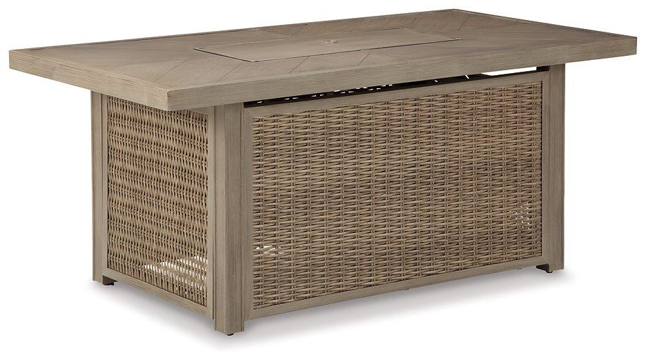 Beachcroft Beachcroft Fire Pit Table with Four Nuvella Swivel Lounge Chairs - Abundant Home Collections