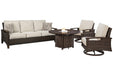 Paradise Trail Outdoor Sofa, Lounge Chairs and Fire Pit Table - Abundant Home Collections