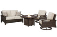 Paradise Trail Outdoor Loveseat, Lounge Chairs and Fire Pit Table - Abundant Home Collections