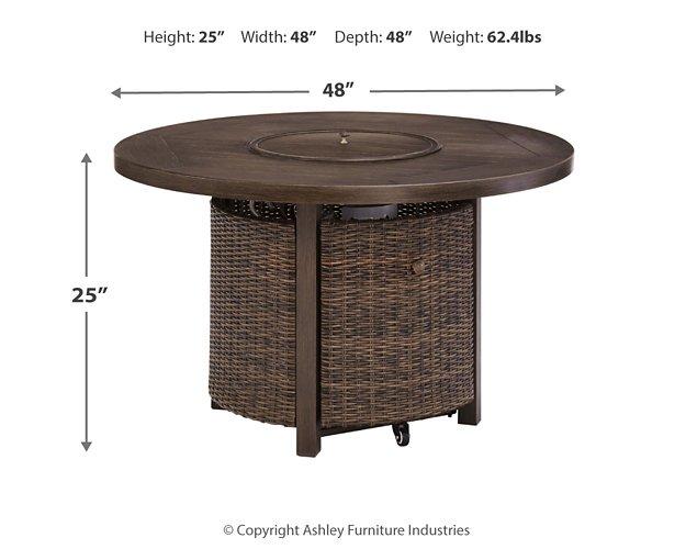 Paradise Trail Paradise Trail Fire Pit Table with 4 Nuvella Swivel Lounge Chairs - Abundant Home Collections