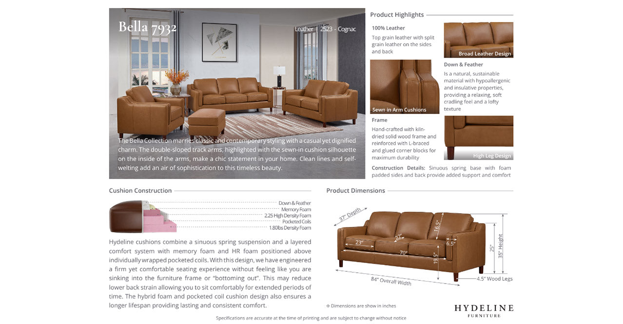 Bella Leather Sectional Collection