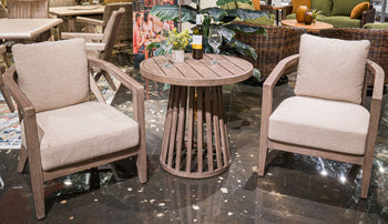 Joy Lagoon Outdoor Chairs with Cushions/Table (Set of 3) - Abundant Home Collections