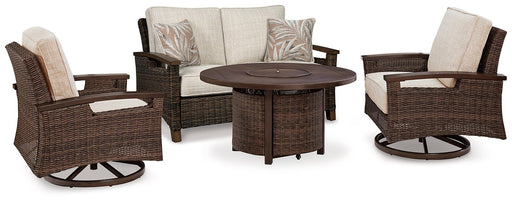 Paradise Trail Outdoor Loveseat, Lounge Chairs and Fire Pit Table - Abundant Home Collections