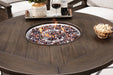 Paradise Trail Paradise Trail Fire Pit Table with 4 Nuvella Swivel Lounge Chairs - Abundant Home Collections